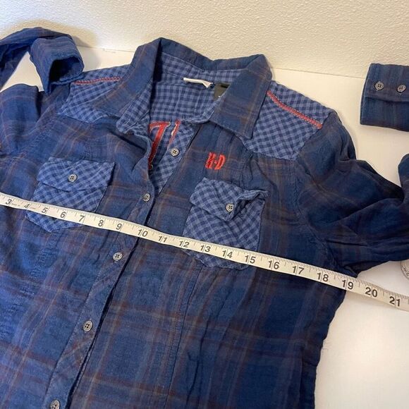 Harley-Davidson Embroidered Plaid Button Down Shirt Size Large - Picture 7 of 7
